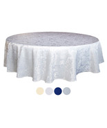 Tektrum 70&quot; Round Damask Tablecloth-Waterproof/Spill Proof/Heavy Duty-White - £17.20 GBP