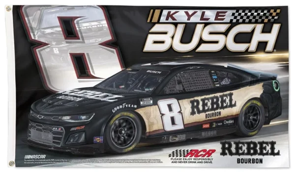 Kyle Busch 3×5 Rebel Bourbon Flag 2024 Race Car - $18.00