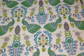 RICHLOOM BELLANDO LAGOON BLUE GREEN PEACOCK BIRD COTTON FABRIC 2.7 YARDS... - £20.65 GBP