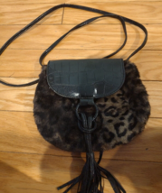 WOMENS BUENO PURSE FAUX ANIMAL PRINT AND LEATHER LONG SHOULDER STRAP - £6.25 GBP