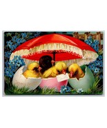 Chicks and Eggs Under Umbrella Joyful Easter Embossed UNP DB Postcard XB12 - €4,17 EUR