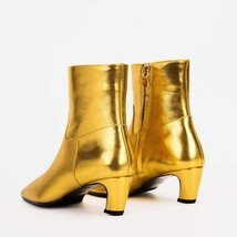 The Golden Glow Gold Leather Kitten Heel Women Boot image 8