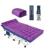 Cot Camping Cot with Comfortable Mattress Cots for Sleeping with Pad Hea... - $127.46