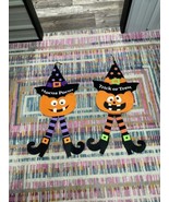 Set of 2 Halloween Decor Hanging Felt Pumpkin Jack-o-Lanterns Hocus Pocu... - $12.19