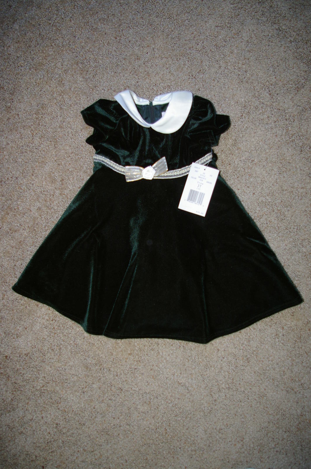 Green Sophie Rose Velour Classic Holiday Dress Size 3T NWT - $20.00