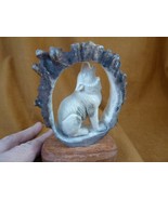 wolf-w83 sitting white howling Wolf shed ANTLER figurine Bali detailed w... - $323.78 CAD
