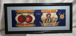 Antique Framed &amp; Matted Original Label Pierpole Brand Maine Apples C.H. ... - $49.95