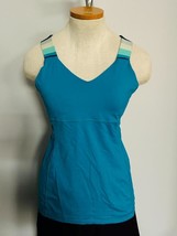 Lululemon Top X Back Tank Shelf Bra Athletic Aqua Navy 8 - $14.70