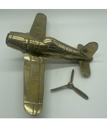 Vought F4U Corsair Solid Brass Model Airplane 10&quot; Wide weighs 18 oz VINTAGE - $37.39