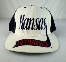 Vintage Kansas Jayhawks Hat Adjustable Snapback Team Logo Cap NCAA USA 90s - £26.98 GBP