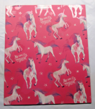 Single Unicorn Design Pink 2-Pocket Paper Folder for 8.5″ by 11″ by Top ... - $3.99