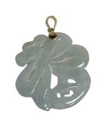 14K CARVED JADE Pendant CharmvVintage 14kt Gold Asian China Chinese Fu B... - £219.84 GBP