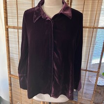 Democracy Button Down Velvet Woven Shirt whimsy Fairy purple French Cuffs L - £26.28 GBP