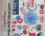 Flannel Back Vinyl Tablecloth,52x70&quot;Oblong,PATRIOTIC,AMERICAN THEME,FIRE... - £12.62 GBP
