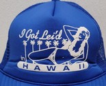 Vintage I Got Lei&#39;d in Hawaii Palm Trees Bikini Girl Blue Mesh Snapback ... - $19.70