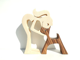 Woman and Dog, Handmade Wooden Art - £22.04 GBP