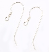 1 pair 2 pcs Large sterling silver coil spring earwire wire earring - £9.07 GBP