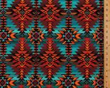 Southwestern Tribal Diamonds Turquoise Brown Cotton Fabric Print BTY D36... - $15.95