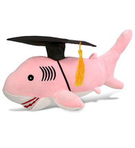 Pink Shark Graduation Plush Toy Stuffed Animal Dress Up, 12 Inch - £29.54 GBP