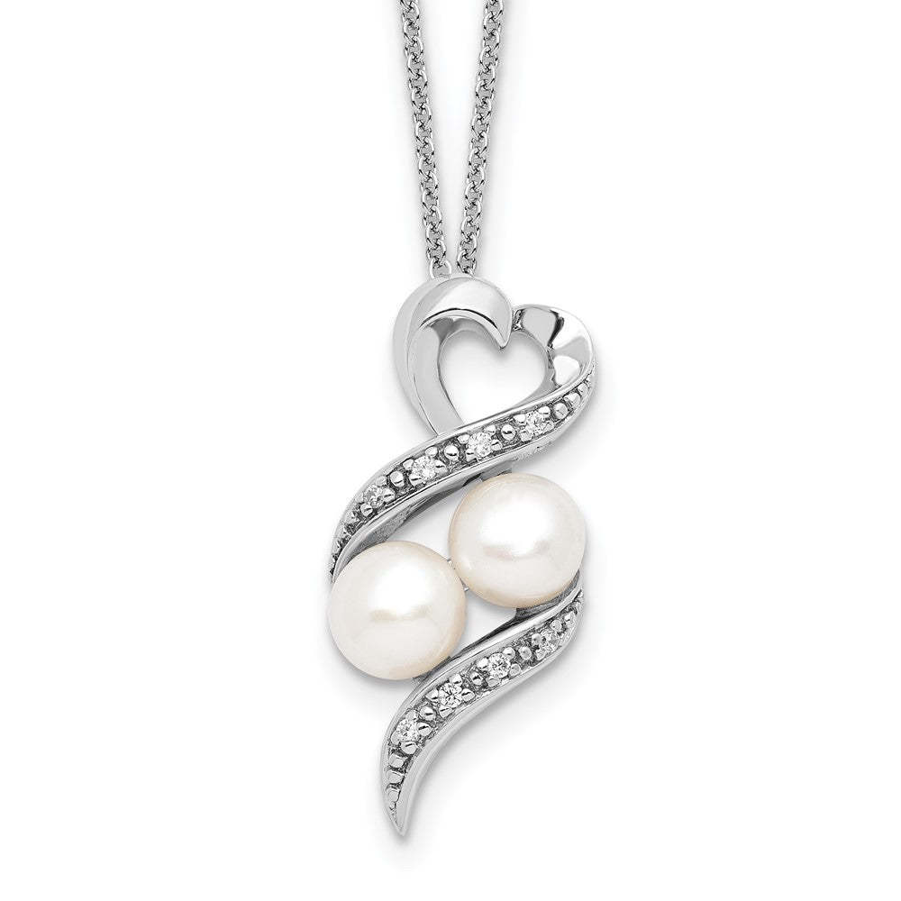 SE Sterling Silver Rhodium-plated FWC Pearl CZ 2 P&#39;s in a Pod Motherhood... - $166.59 CAD