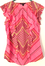 Banana republic blouse size S  sleeveless ruffles pinks/white/green, cap... - $10.30