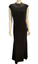 NWT Eliza J Black Sleeveless High Collar Studded Lined Knit Long Dress S... - $75.99