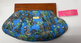Lilly Pulitzer Clutch Bermuda Bag Purse Tropical Blue Thistle Tiger Queen - $39.60
