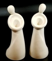 Enesco White Porcelain &quot;Circle of Love&quot; Lady Candle Holders 505056 Kim L... - £27.68 GBP