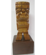 Vintage Hand-Carved Wood Primitive Sculpture on support block 13.75&quot; Tall - $20.89 CAD