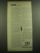 1946 CBS Columbia Broadcasting System Ad - Listen: March 9, 1946 - $18.49