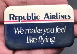 VTG Republic Airlines - We Make You Feel Like Flying Advertising Pin 2.75&quot;x1.75&quot; - £9.74 GBP