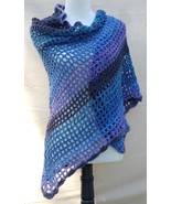 Women Shawl Wrap Sweater Crocheted Hand crafted Unique One of a kind Lagoon - $82.23 CAD