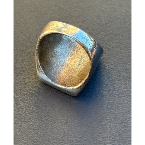 HEAVY MEN'S 925 STERLING SILVER TURQUOISE AND MOTHER OF PEARL RING SIZE SKY Item image 6