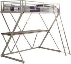 Twin Workstation Loft Bed By Coaster In Silver. - £452.09 GBP
