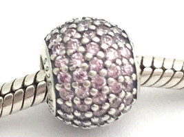 Authentic PANDORA Pave Lights Pink Sterling Silver Bead Charm 791051PCZ New - £39.72 GBP