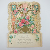 Vintage Valentine Card 3D Pop Up Die Cut Blonde Boy Angels Pink Blue Flower Gold - £15.61 GBP
