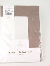 Yves Delorme White Queen Flat Sheet Taupe Border Cotton Sateen Sureau Cocon NEW - £71.32 GBP