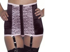 Rago 721 Medium Shaping Waist cincher garters pink and black and stockin... - $47.52+