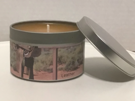 Leather Scented Candles, 8oz Tin Candles, Rustic Home Decor - £2.81 GBP+