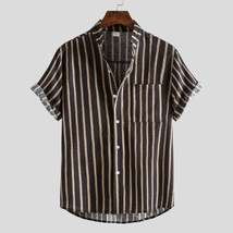 Men&#39;s Plus SIze Casual Striped Short Sleeve Button Down Shirt - $32.49