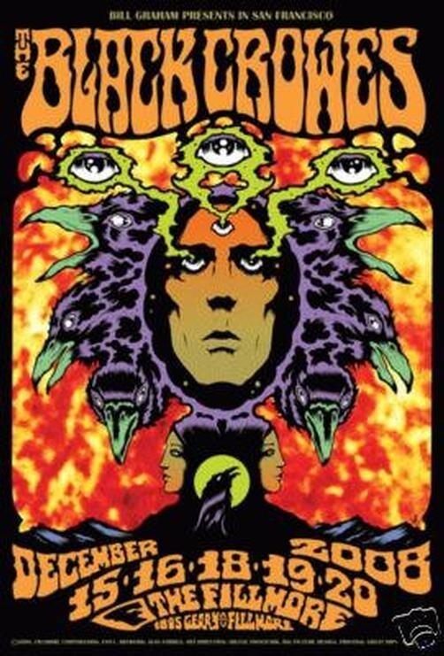 The Black Crowes Poster Fillmore December 2008 Crows - $67.49