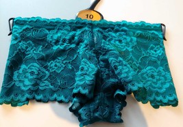Ladies Ex George Bottle Green Floral Lace Mid Rise Knickers Size 8 to 20 - £5.38 GBP