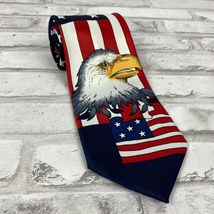 Flag Tie Eagle Necktie Mens Patriotic American Red White Blue - $12.87