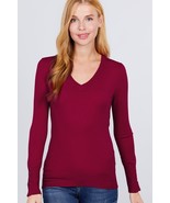 Women's V Neck Sweater W/Rivet Button - $13.00