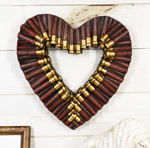 Western Shotgun Ammo Shells Gold Tone Bullets Heart Wall Plaque Decor Ac... - $508.69 MXN