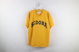 Vtg 90s Mens Large Faded Spell Out Block Letter Sedona Arizona T-Shirt Yellow - £25.87 GBP