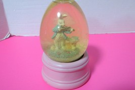 Vintage Easter Bunny Snow Globe 6.5&quot; Tall Bunny Is Playing Violin Lots Of Snow  - £11.84 GBP