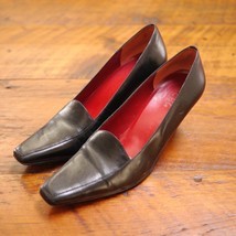 BCBG Paris Black Leather Womens Dress Square Toe High Heels Pumps 7B 37 - $24.74