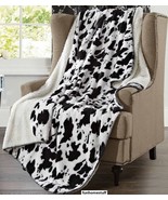 COW Skin Super Soft Black and White Twin Cozy Sherpa Throw Couch Blanket... - £31.93 GBP