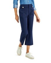 MSRP $70 Charter Club Imitation Pearl-Snap Flare Pants Blue Size 12 - £24.50 GBP